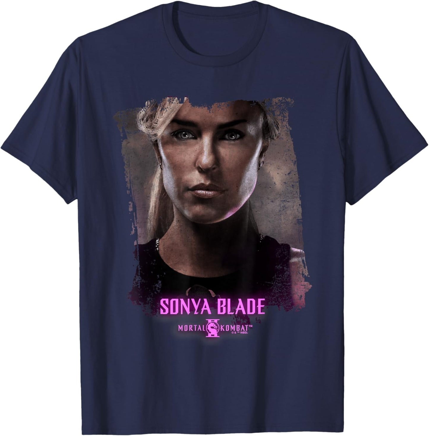 Mortal Kombat 2 Sonya Blade Portrait T-Shirt - T-Shirt | Navy