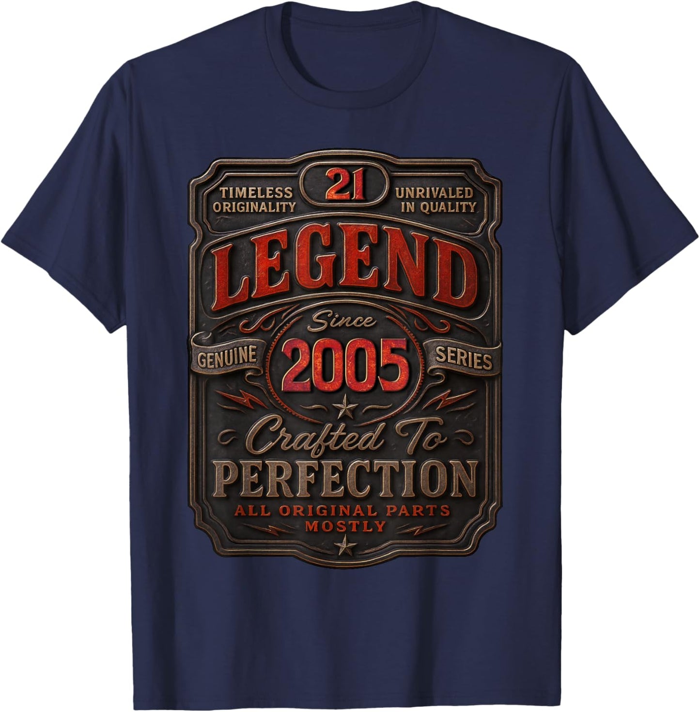 Vintage 2005 Limited Edition Shirt 21 Year Old 21st Birthday T-Shirt - T-Shirt | Navy