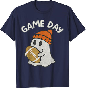 Football Game Day Ghost Halloween Outfit Gifts Family Party T-Shirt - T-Shirt | Navy