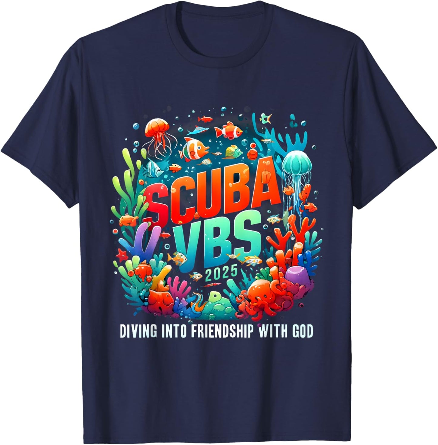 VBS 2025 Scuba Diving Into Friendship With God T-Shirt - T-Shirt | Navy