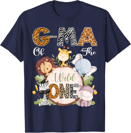 G-Ma Of The Wild One 1St Birthday Safari Woodland T-Shirt - T-Shirt | Navy