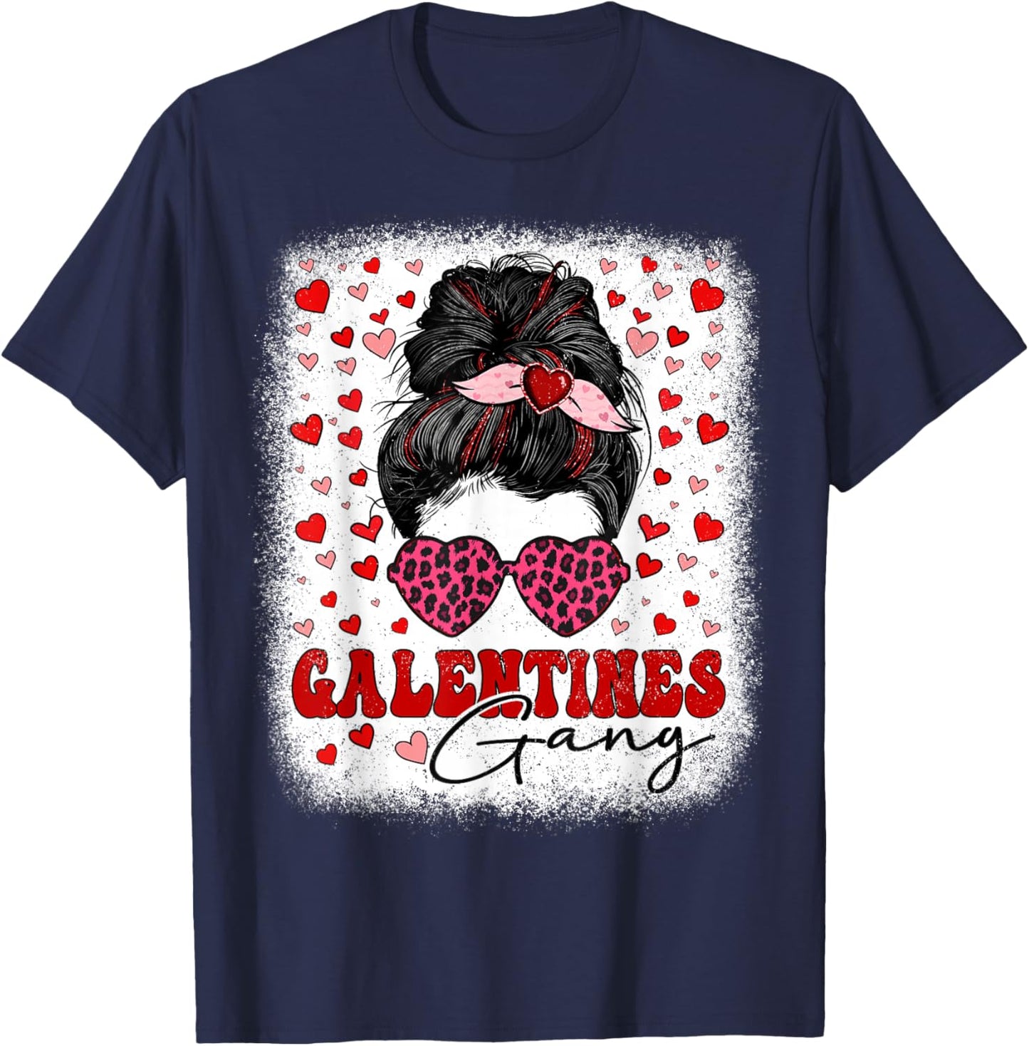 Galentines Gang Messy Bun Cute Girls Galentine's Day Women T-Shirt - T-Shirt | Navy