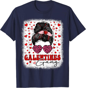Galentines Gang Messy Bun Cute Girls Galentine's Day Women T-Shirt - T-Shirt | Navy