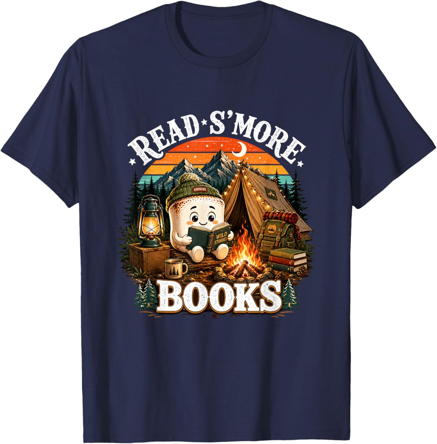Read S'More Books Cute Campfire Reading Book Lovers Camping T-Shirt - T-Shirt | Navy