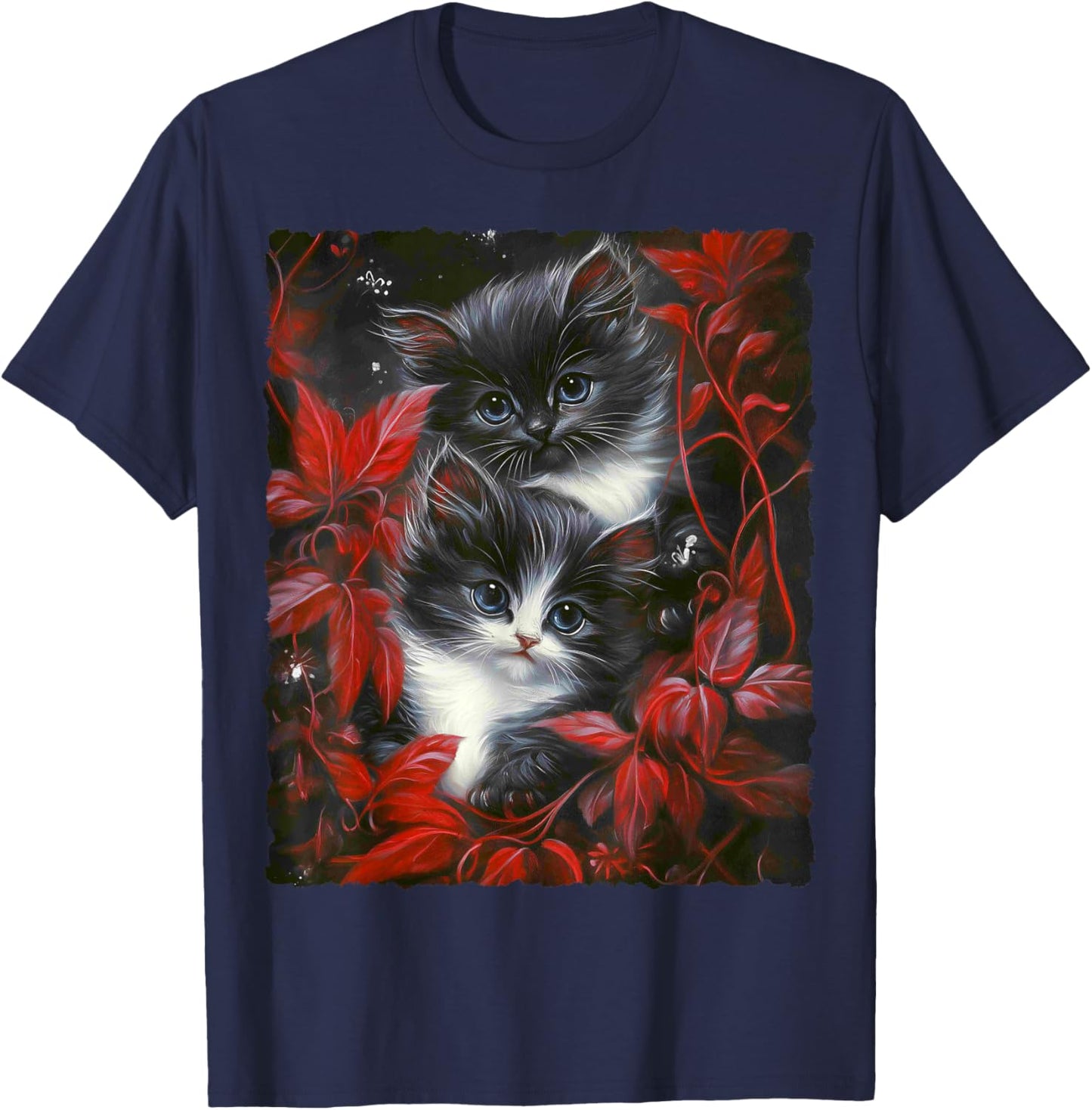 Cute Magical Cat Kitten Fantasy Art Design T-Shirt - T-Shirt | Navy