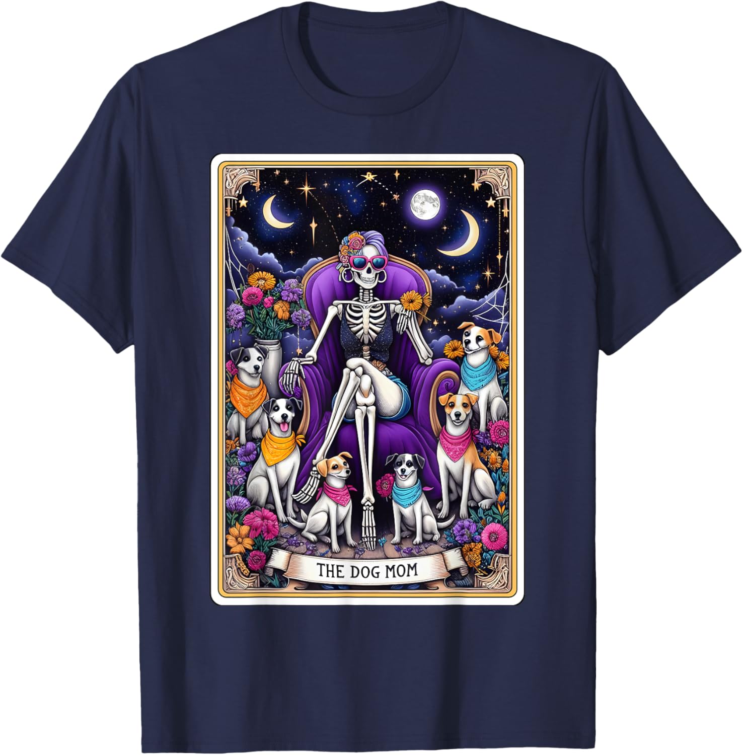 The Dog Mom Tarot Card Women Dog Mama Pup Puppy Skeleton T-Shirt - T-Shirt | Navy