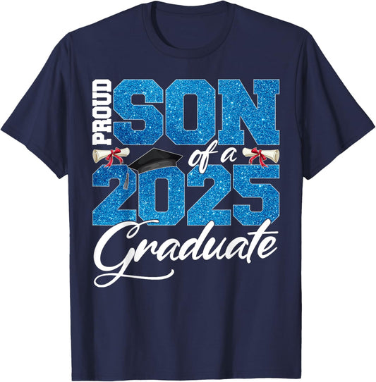 Proud Son Of A Class Of 2025 Senior Graduate Men Women T-Shirt - T-Shirt | Navy
