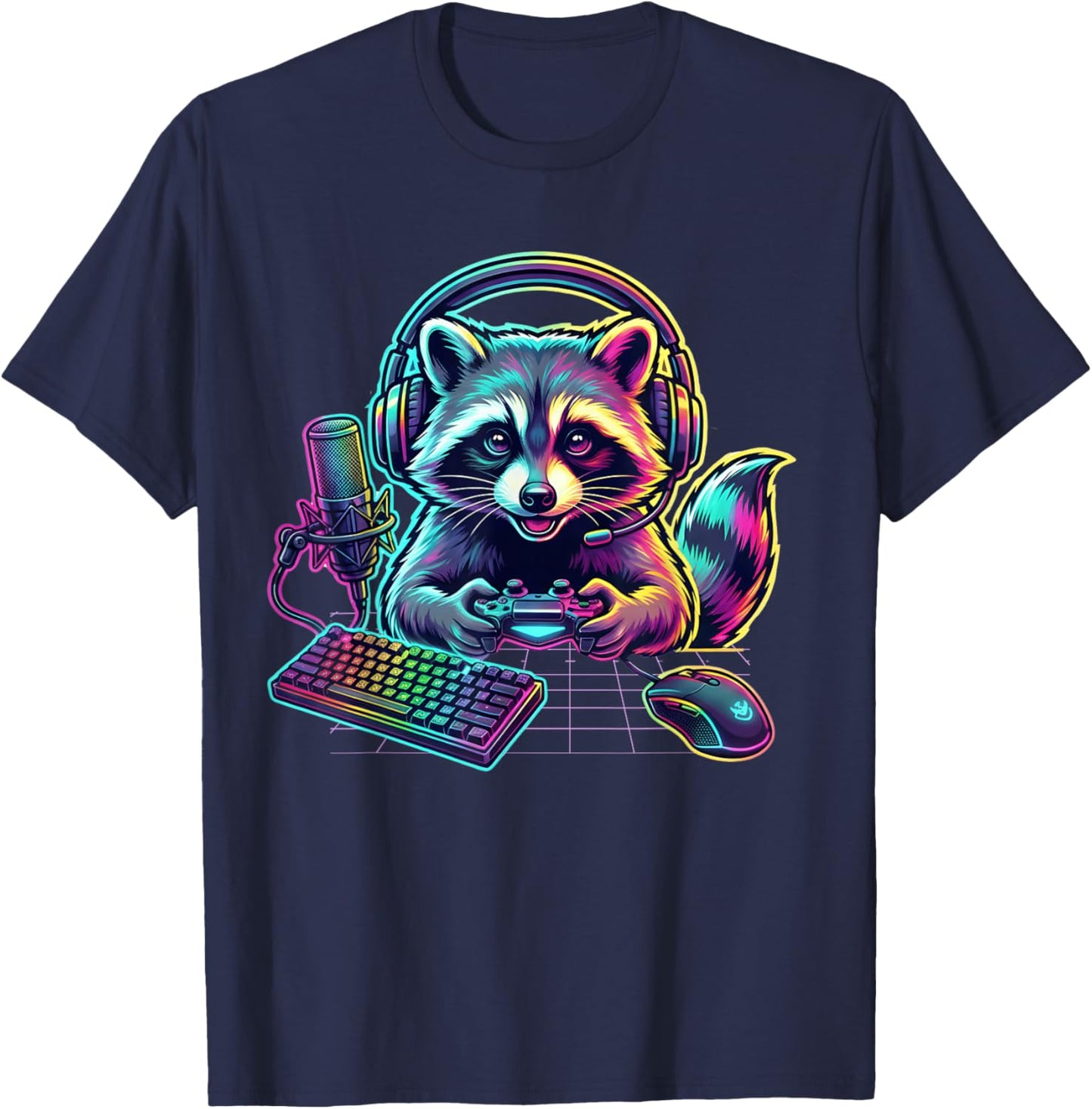 Funny Raccoon Gamer Video Game Lover T-Shirt - T-Shirt | Navy