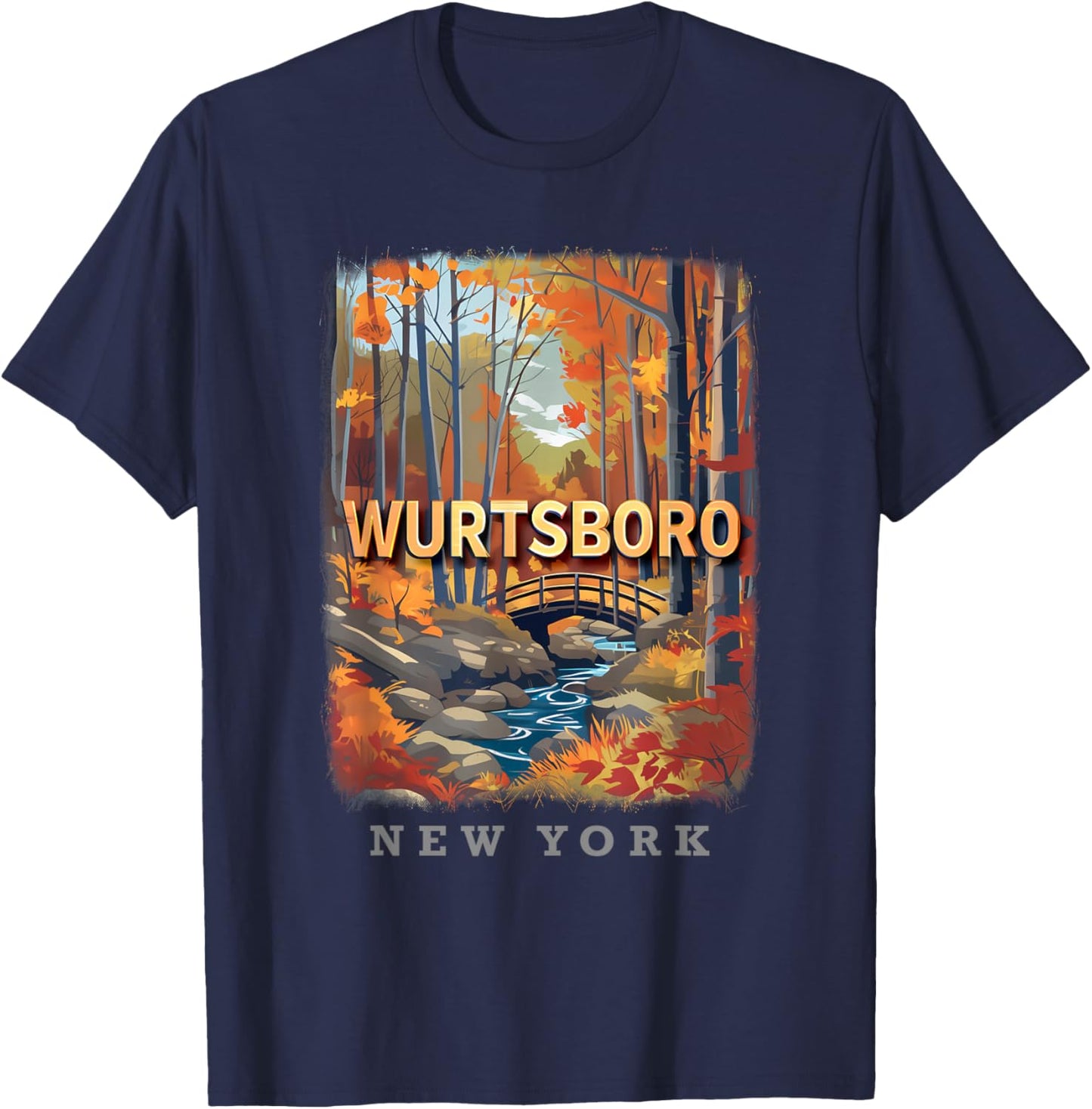 Wurtsboro New York NY Nature's Trail SD169 T-Shirt - T-Shirt | Navy