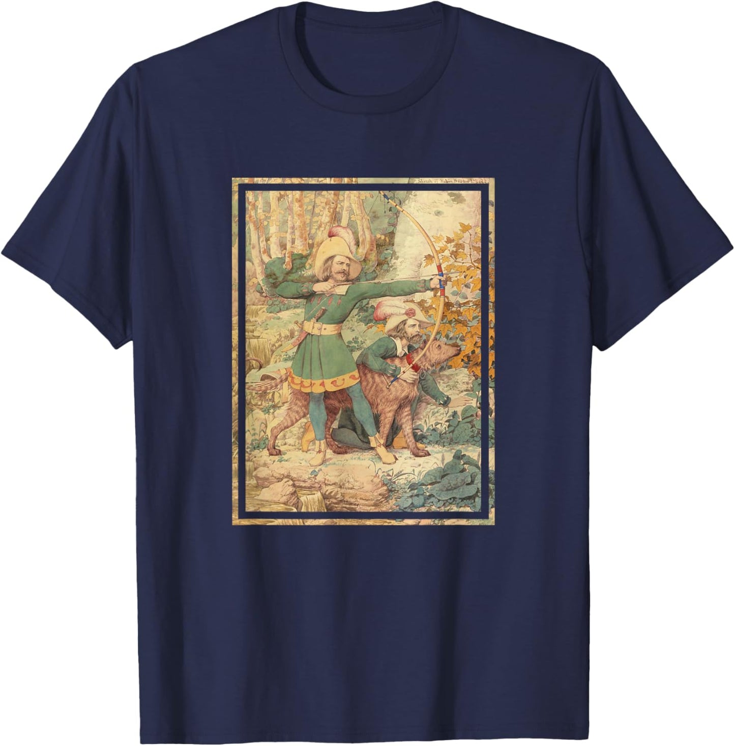 Robin Hood Hunting in Sherwood Forest T-Shirt - T-Shirt | Navy