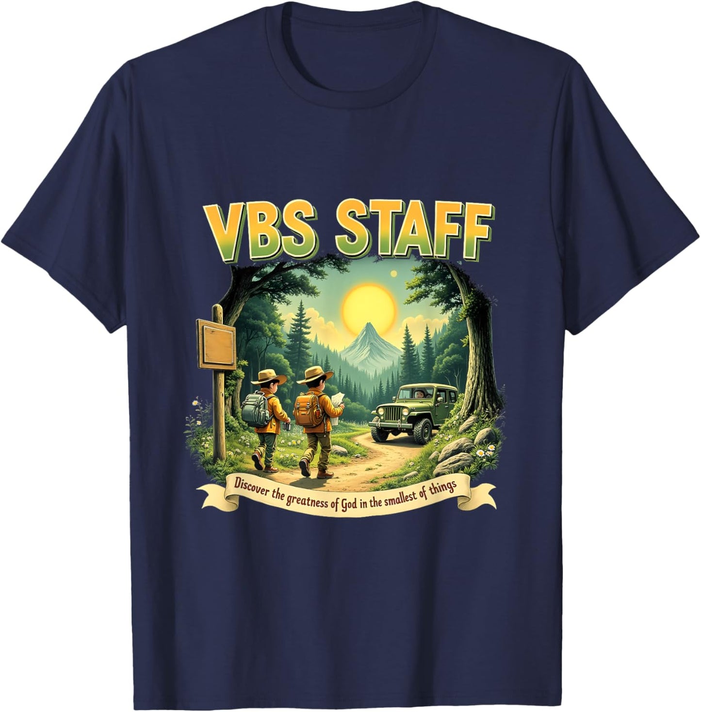 VBS Staff Adventure Magnified Smallest Insects VBS Team 2025 T-Shirt - T-Shirt | Navy