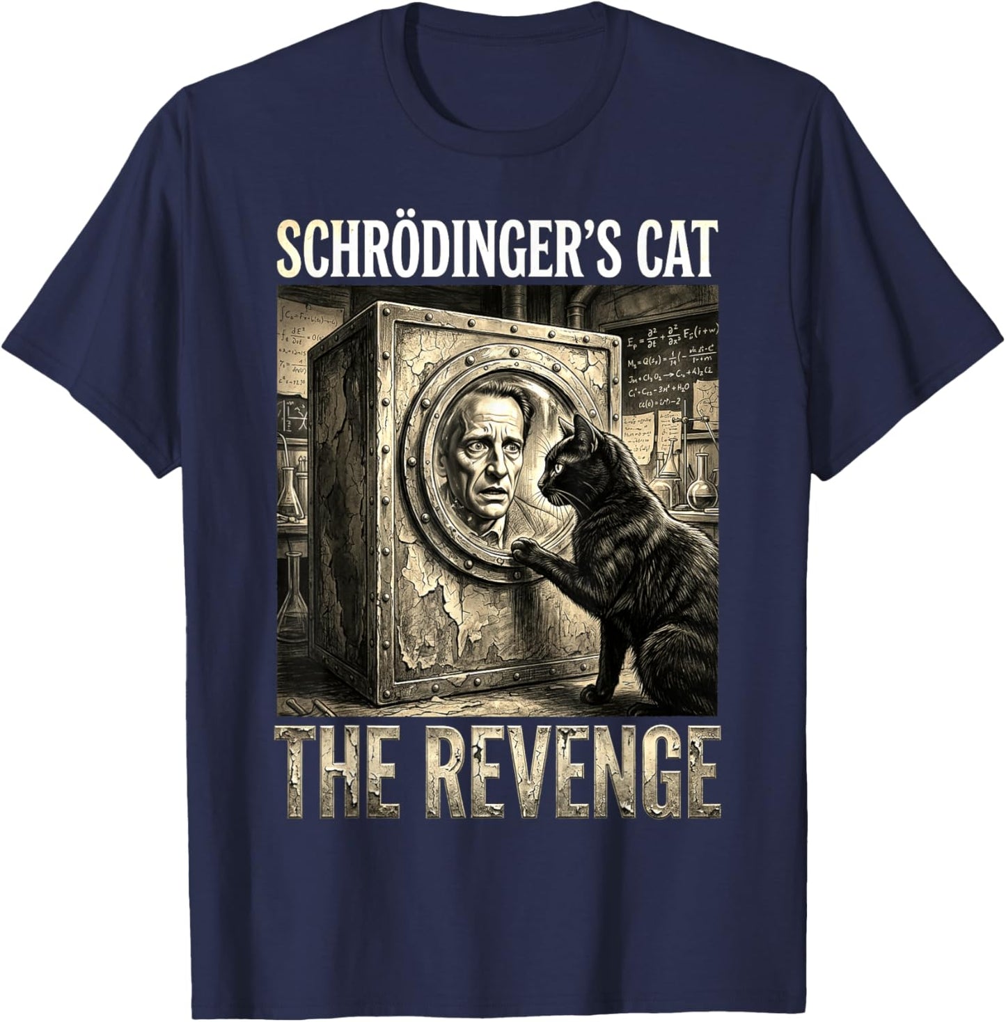 Schrödingers Katze Rache Lustig Physik Wissenschaft T-Shirt - T-Shirt | Navy