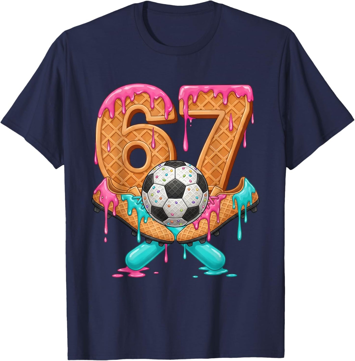 Funny 67 Soccer Drip Number 67 Soccer T-Shirt - T-Shirt | Navy