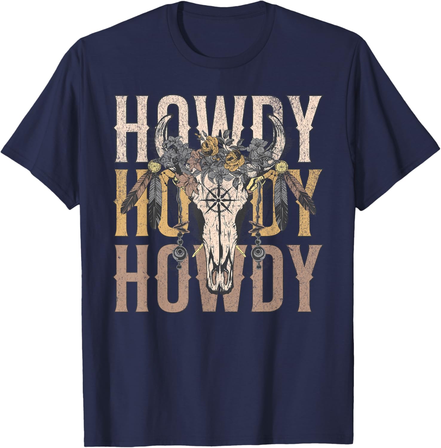 Howdy Southern Western Cowgirl Country Rodeo T-Shirt - T-Shirt | Navy