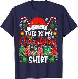This is My Christmas Pajama Shirt Funny Xmas PJs Men Women T-Shirt - T-Shirt | Navy