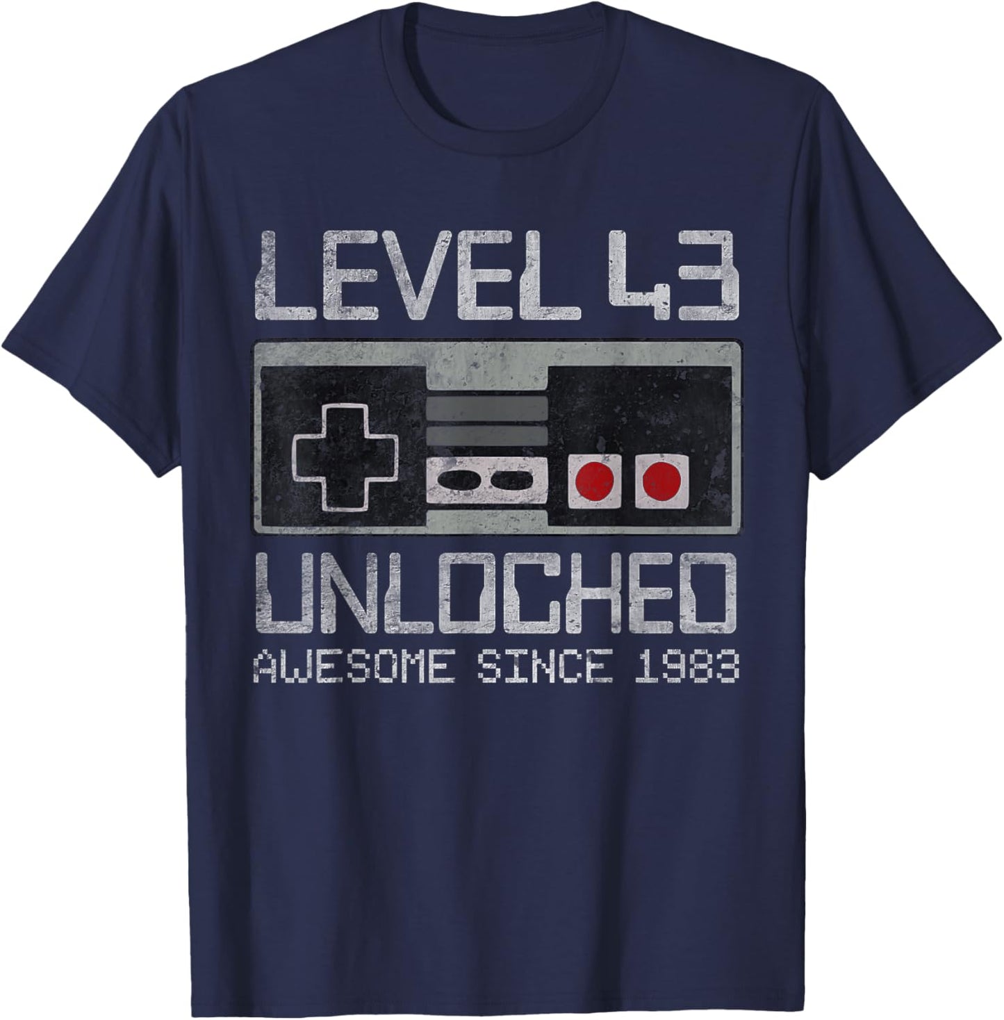 Level 43 Unlocked 43rd Birthday 43 Year Old Video Gamer Men T-Shirt - T-Shirt | Navy