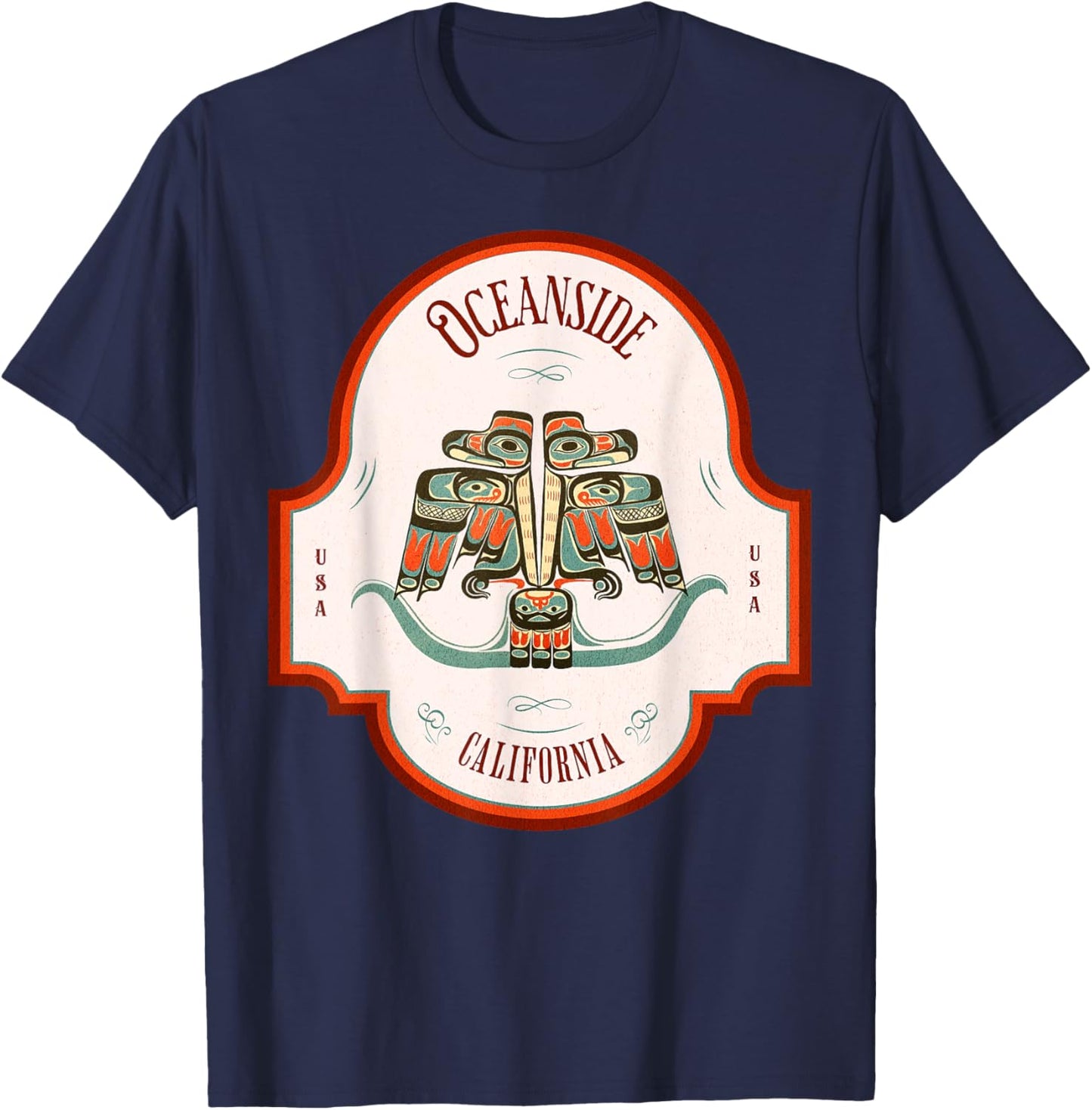 Oceanside CA Thunderbird Totem Pacific Northwest Native T-Shirt - T-Shirt | Navy