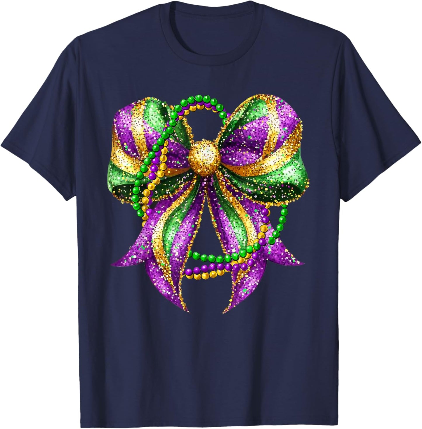 Mardi Gras Festival New Orleans Fleur De Lis Coquette Bow T-Shirt - T-Shirt | Navy
