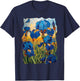 Starry Night Van Gogh Artistic Irises and Butterflies T-Shirt - T-Shirt | Navy