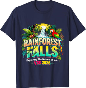 Rainforest Falls VBS 2026 Exploring The Nature of God Gift T-Shirt - T-Shirt | Navy