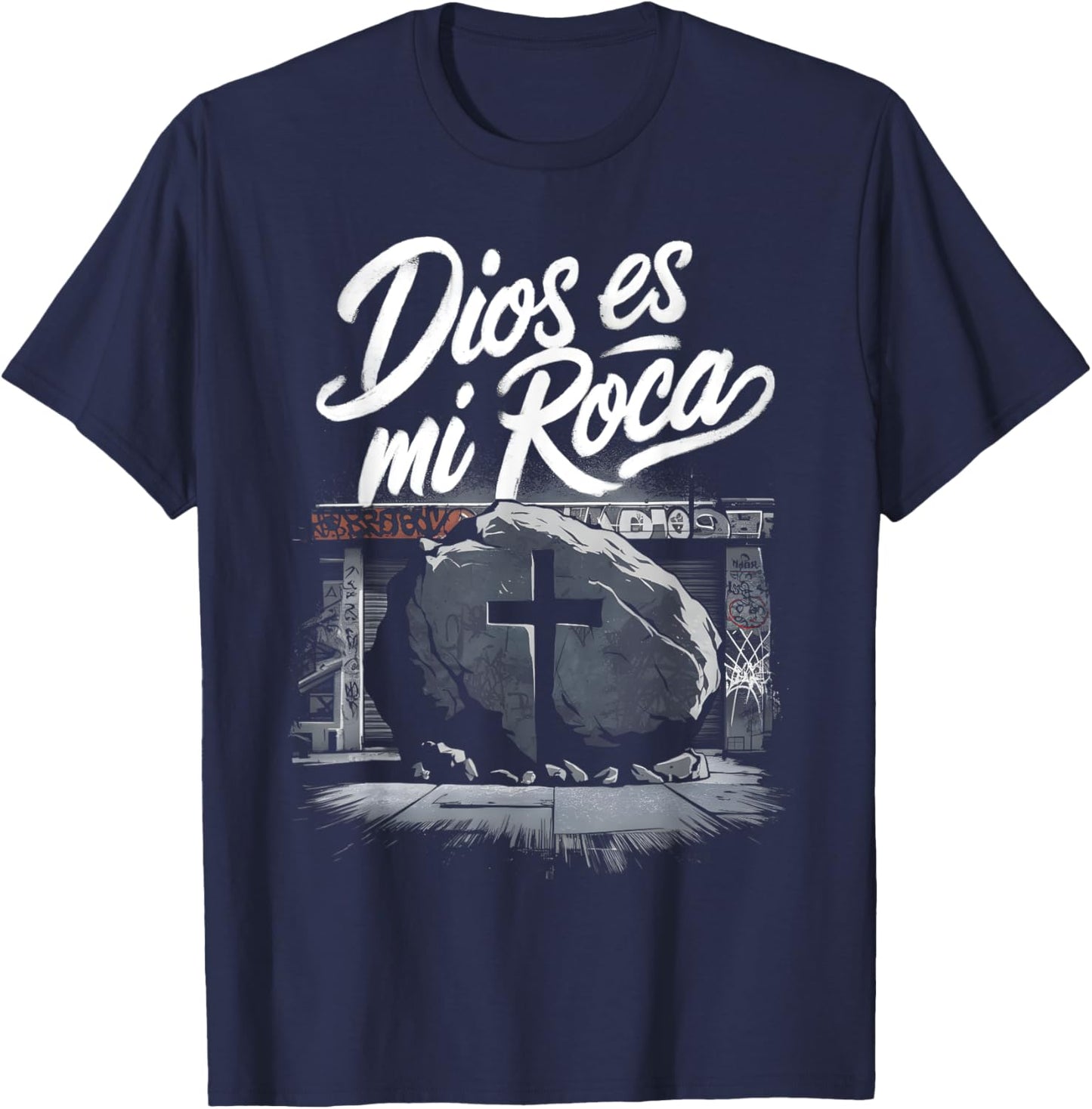 Dios Es Mi Roca Chicano Mexican Culture Faith God T-Shirt - T-Shirt | Navy