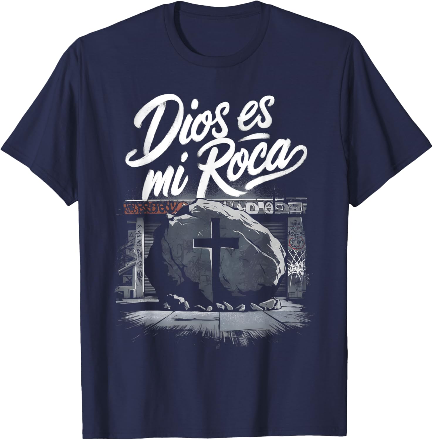 Dios Es Mi Roca Chicano Mexican Culture Faith God T-Shirt - T-Shirt | Navy