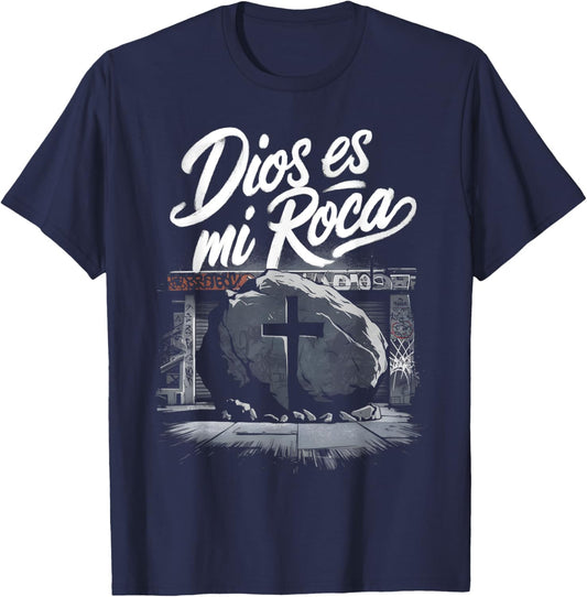 Dios Es Mi Roca Chicano Mexican Culture Faith God T-Shirt - T-Shirt | Navy
