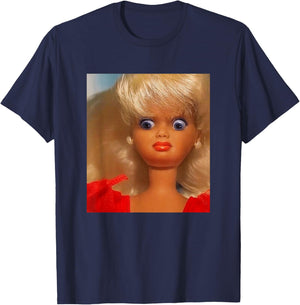 Funny Face Doll Meme Disgusting Judging Expression Humor T-Shirt - T-Shirt | Navy