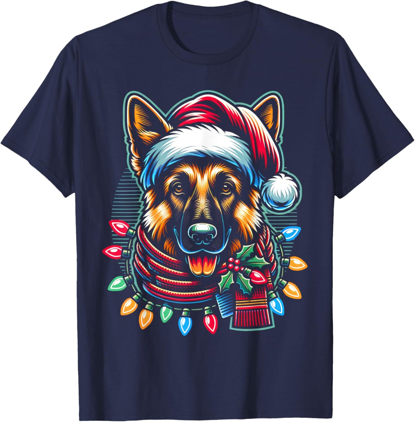 Christmas German Shepherd Xmas Shepherd Mom Dog Lover T-Shirt - T-Shirt | Navy