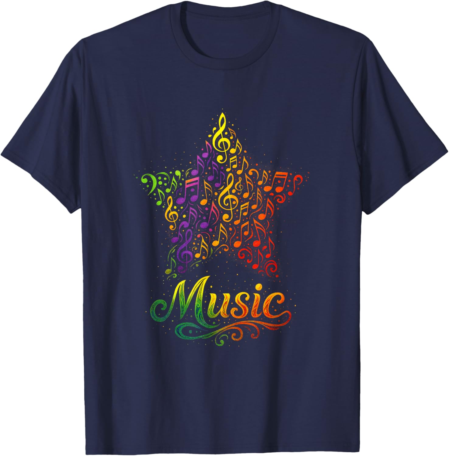 Music - Treble Clef Notes Lovers Art T-Shirt - T-Shirt | Navy