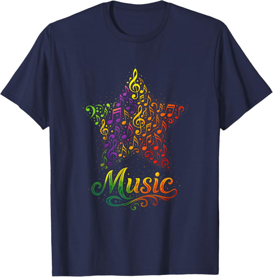 Music - Treble Clef Notes Lovers Art T-Shirt - T-Shirt | Navy