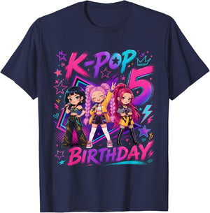 Kids It's My 5th K Pop Birthday Girl 5 Year Old K-Pop Bday T-Shirt - T-Shirt | Navy