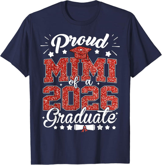 Proud Mimi of A Class of 2026 Graduate Senior Grad Family T-Shirt - T-Shirt | Navy