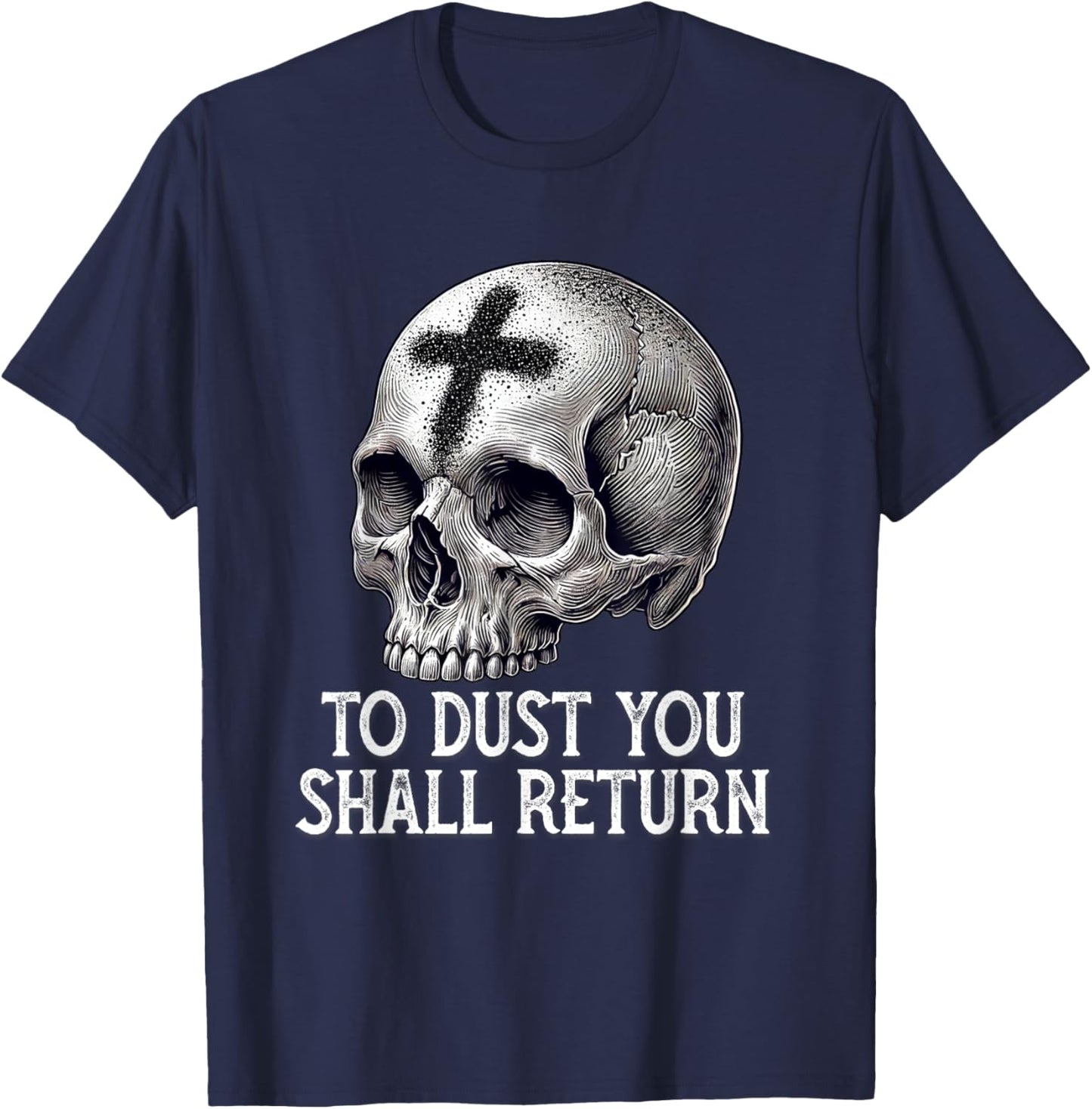Memento Mori Catholic Crucifix Traditional Latin Mass Skull T-Shirt - T-Shirt | Navy