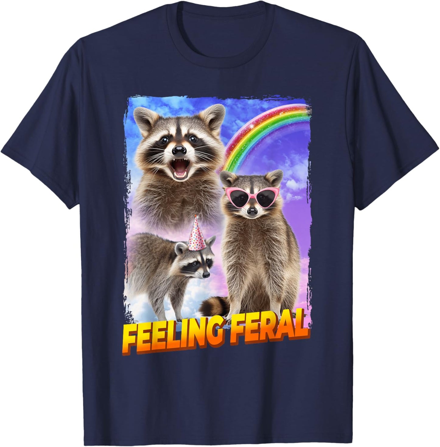 Feelin Feral Raccoon T-Shirt - T-Shirt | Navy