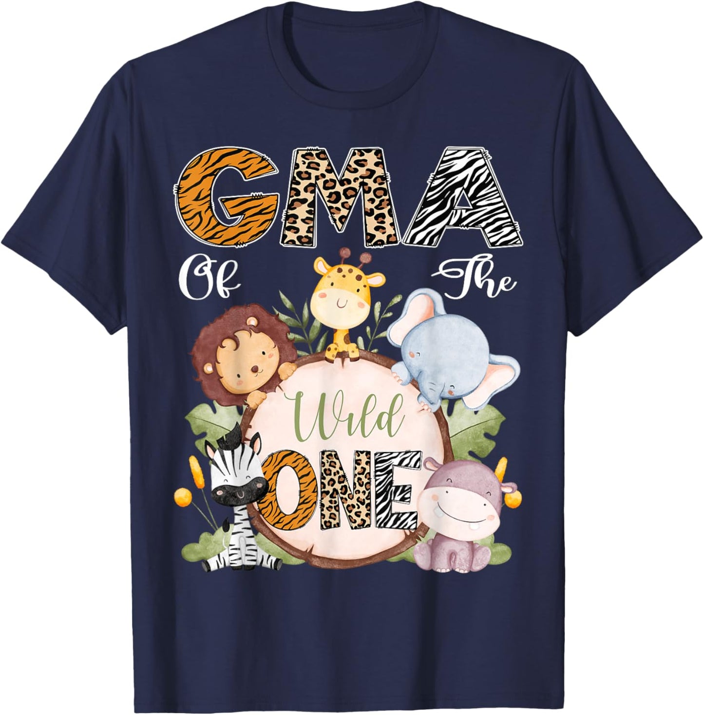 Gma Of The Wild One 1St Birthday Safari Woodland T-Shirt - T-Shirt | Navy