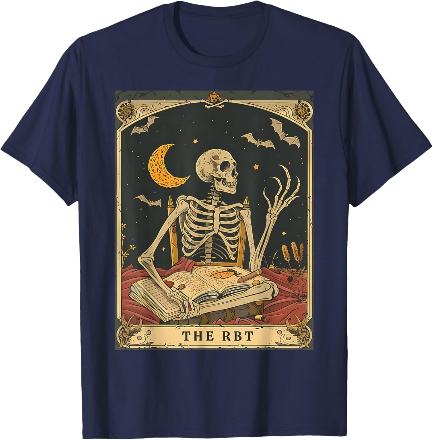 RBT Tarot Card Funny Skeleton Behavior Analyst Halloween T-Shirt - T-Shirt | Navy