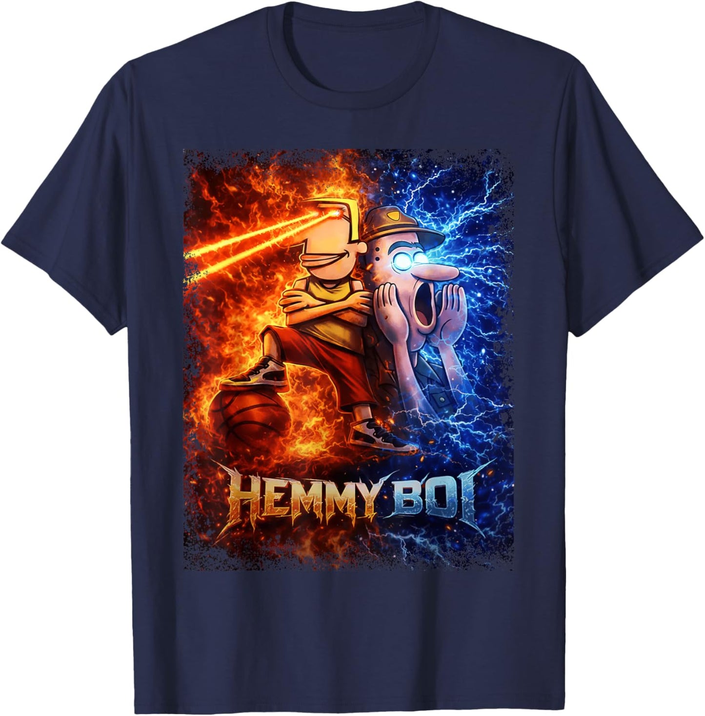 Funny Cartoon Hemmy Boi City Boy Brainrot Meme T-Shirt - T-Shirt | Navy