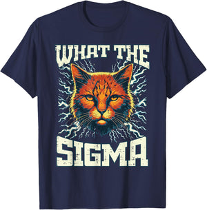 What The Sigma Cat Lightning Funny Saying Meme Women Men Kid T-Shirt - T-Shirt | Navy