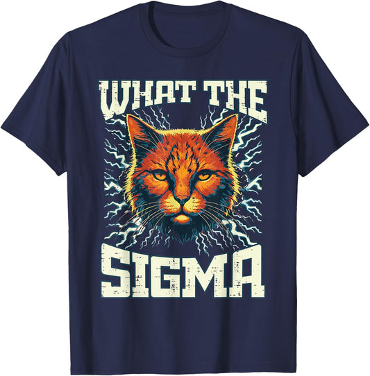 What The Sigma Cat Lightning Funny Saying Meme Women Men Kid T-Shirt - T-Shirt | Navy