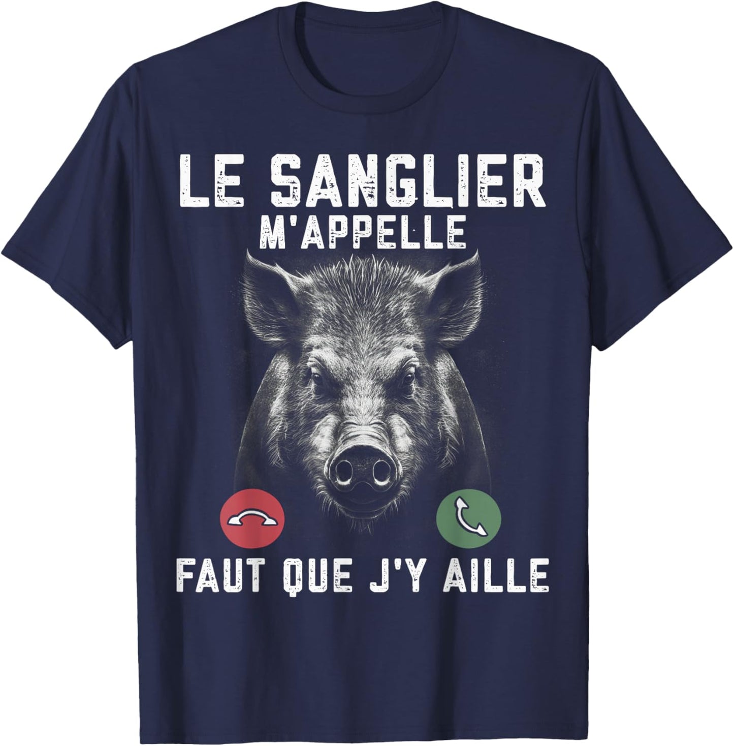Hunting Boar Hunter Man Funny Funny T-Shirt - T-Shirt | Navy