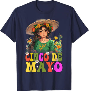 Otaku Girl Cinco De Mayo Mexican Fiesta 5 De Mayo Anime Girl T-Shirt - T-Shirt | Navy