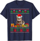 Funny Tabby Cat Santa Hat Ugly Christmas Sweater Xmas PJS Women Kids T-Shirt - T-Shirt | Navy