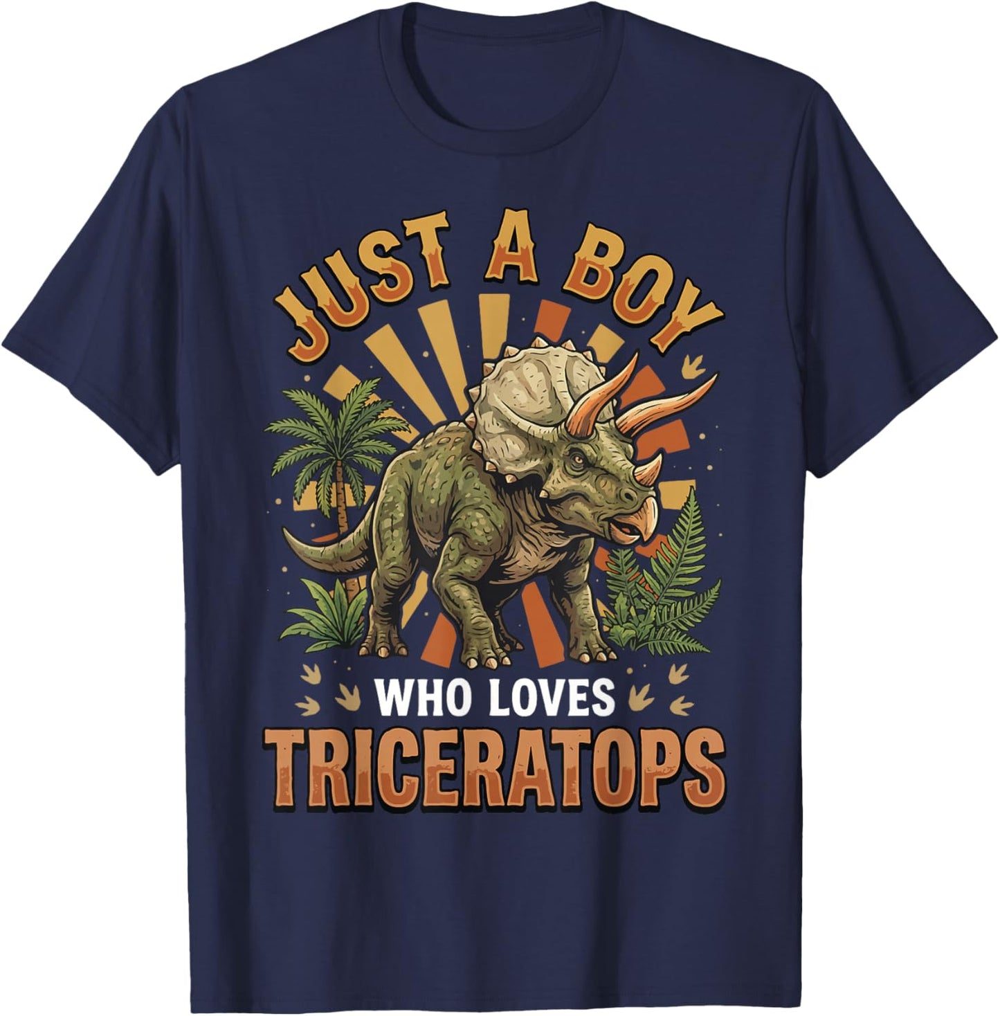 Just A Boy Who Loves Triceratops T-Shirt - T-Shirt | Navy