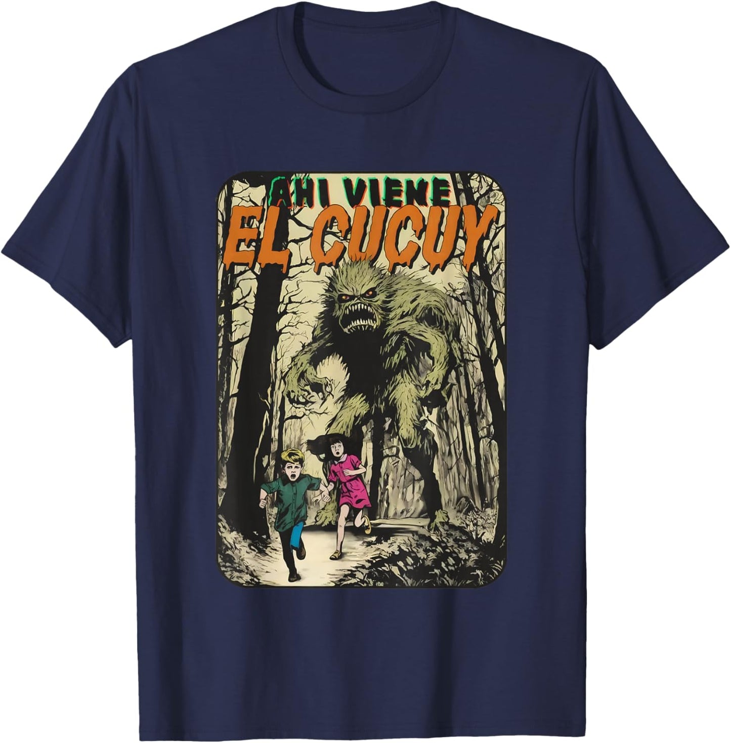 Aqui Viene El Cucuy Scary Monster Folklore Halloween T-Shirt - T-Shirt | Navy