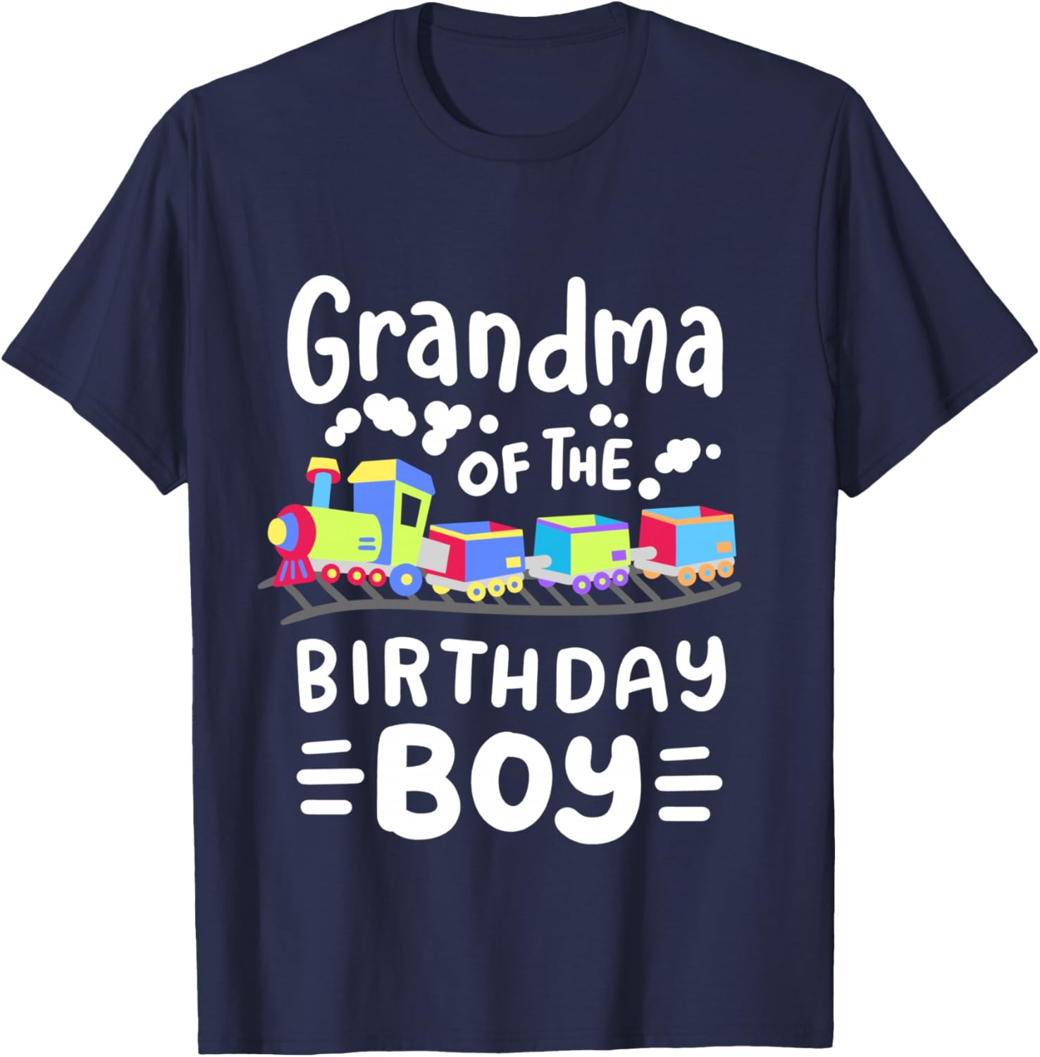 Grandma of the Birthday Boy Choo Choo Train Family Matching T-Shirt - T-Shirt | Navy