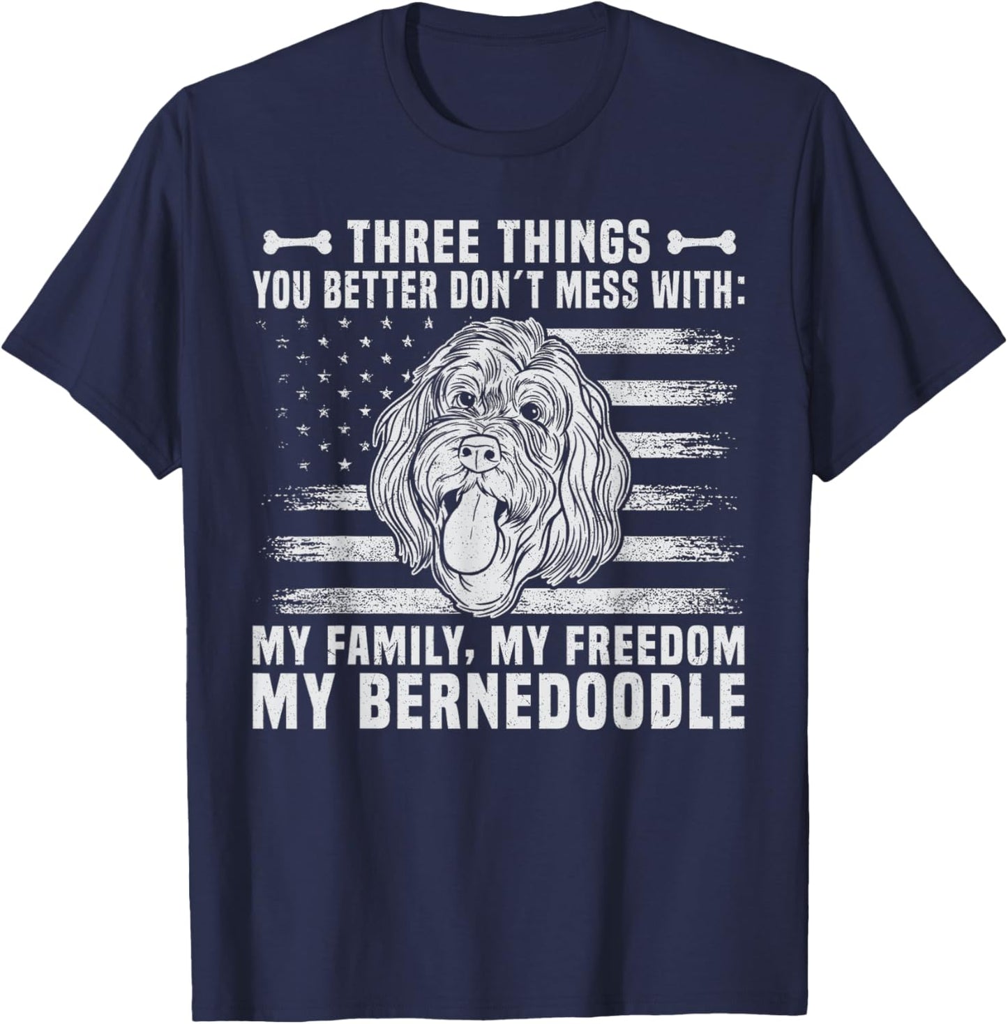 Bernedoodle Puppy Stuffed Animal Dog Mom Dog owner T-Shirt - T-Shirt | Navy
