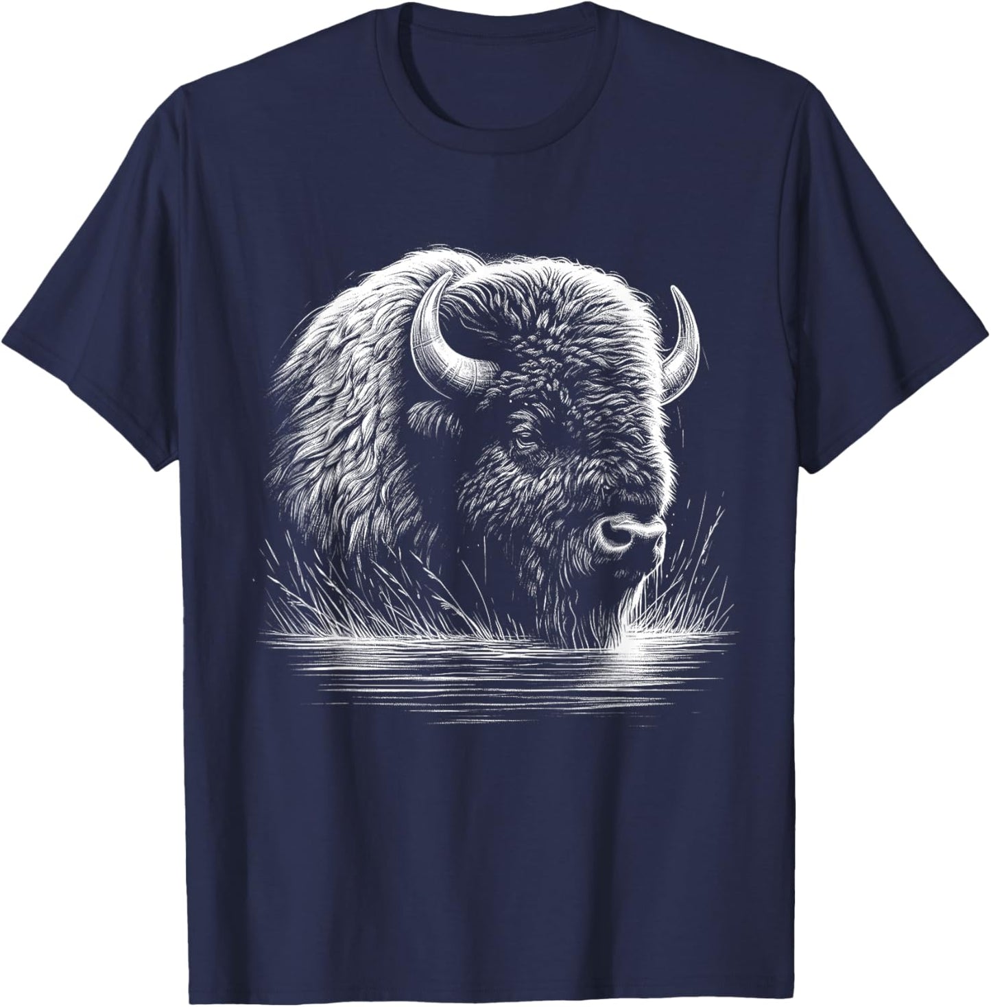 Bison Lover Art Design T-Shirt - T-Shirt | Navy