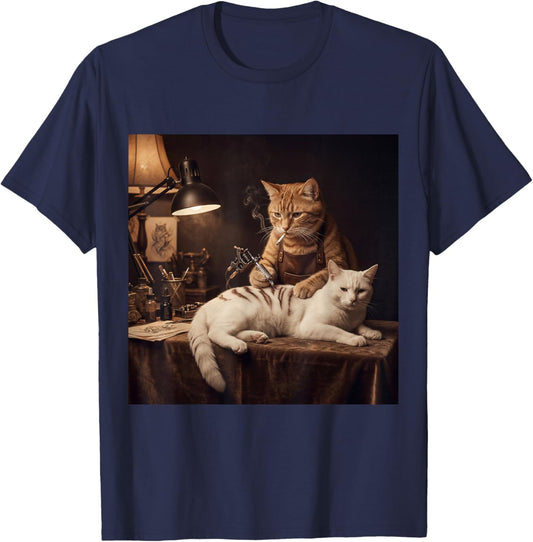 Tattoo Cat Tattoo Meme Tattoo Tattoo Cat Smoking Tattoos Retro T-Shirt - T-Shirt | Navy