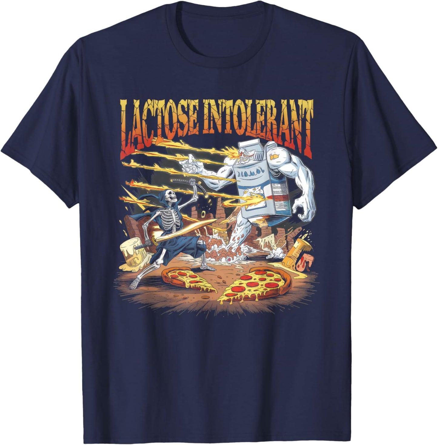 Lactose Intolerant Men Women Tummy Funny Meme Sarcasm T-Shirt - T-Shirt | Navy